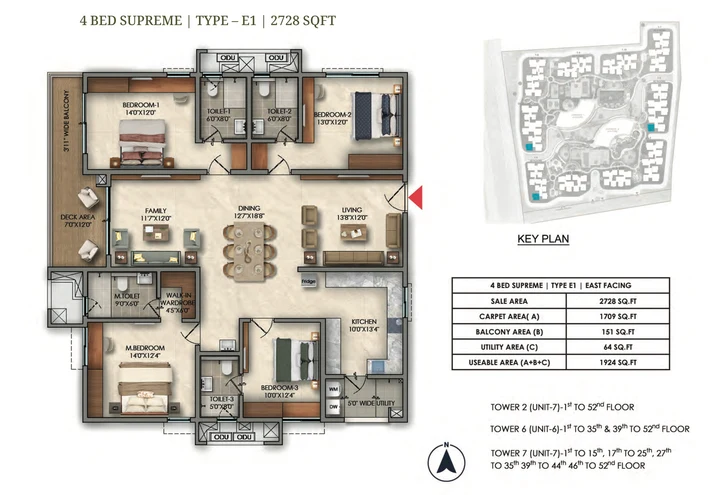 4 BHK Supreme E1 floor plan